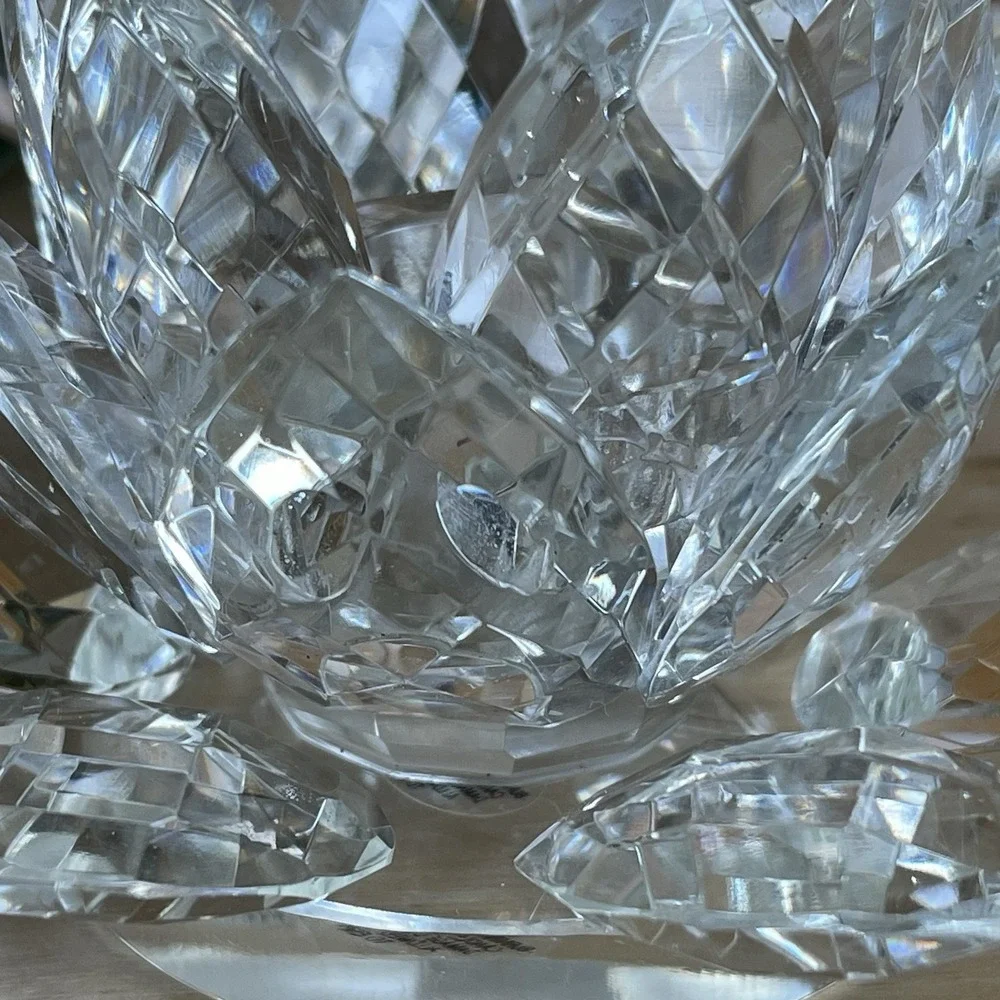 Vintage Shannon Crystal by Godinger Lotus Flower Candle Holders Pair Set Of 2
